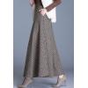 imageFlygo Womens Winter Warm High Elastic Waist Wool Plaid ALine Pleated Flared Long SkirtKhaki