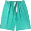 imageFlygo Mens Sweat Shorts Athletic Acid Washed Cotton Gym Short Elastic Waist Drawstring Workout Jogger Pants with PocketsGreen