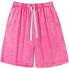 imageFlygo Mens Sweat Shorts Athletic Acid Washed Cotton Gym Short Elastic Waist Drawstring Workout Jogger Pants with PocketsPink