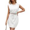 imageFlygo Summer Short Skirt Sets Women 2 Piece Outfits Crewneck Tank Vest Mini Skirt Set for GirlsWhite