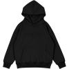 imageFlygo Unisex Girls Boys Embossed Pullover Hoodie Kids Basic Long Sleeve Soft Sweatshirt with PocketsBlack