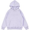 imageFlygo Unisex Girls Boys Embossed Pullover Hoodie Kids Basic Long Sleeve Soft Sweatshirt with PocketsLightpurple