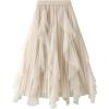 imageFlygo Womens A Line Ruffle Tulle Midi Skirt High Waisted Fairy Long Mesh Tutu SkirtsApricot