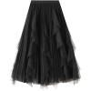 imageFlygo Womens A Line Ruffle Tulle Midi Skirt High Waisted Fairy Long Mesh Tutu SkirtsBlack
