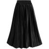 imageFlygo Womens ALine Elastic High Waisted Pleated Flared Vintage Midi Swing SkirtBlack