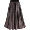 imageFlygo Womens ALine Elastic High Waisted Pleated Flared Vintage Midi Swing SkirtCoffee