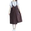 imageFlygo Womens Casual Adjustable Straps Loose Fit Mid Pinafore Skirt Suspender Dress Large Coffee
