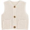 imageFlygo Womens Crochet Sweater Vest Sleeveless 2025 Trendy Spring Summer Tops Button Crop Chunky Knit Sweaters CardiganBeige