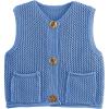 imageFlygo Womens Crochet Sweater Vest Sleeveless 2025 Trendy Spring Summer Tops Button Crop Chunky Knit Sweaters CardiganBlue