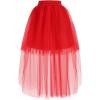 imageFlygo Womens Elastic Waist Dovetail Fluffy Tulle SkirtRed