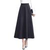 imageFlygo Womens Fall Winter ALine Flare Swing Pleated Long Maxi Wool Skater SkirtDark Grey