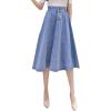 imageFlygo Womens High Waist Button Front ALine Flare Midi Long Denim SkirtLight Blue