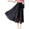 imageFlygo Womens High Waist Pleated Chiffon Boho Floral Flowy Midi SkirtBlack