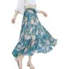 imageFlygo Womens High Waist Pleated Chiffon Boho Floral Flowy Midi SkirtFlower 1