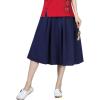 imageFlygo Womens High Waisted Back Elastic ALine Pleated Swing Midi Linen Skirt WPocketsNavy