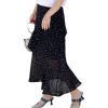 imageFlygo Womens High Waisted Ruffle A Line Polka Dot Chiffon Skirt Irregular HemNavy Blue