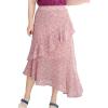 imageFlygo Womens High Waisted Ruffle A Line Polka Dot Chiffon Skirt Irregular HemPink