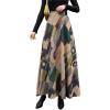 imageFlygo Womens Retro Ethic High Waisted ALine Pleated Maxi Long Wool Blend SkirtGreen