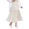 imageFlygo Womens Vintage High Waist Polka Dot Midi Pleated SkirtKhaki