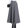imageFlygo Womens Winter Warm High Elastic Waist Wool Plaid ALine Pleated Flared Long SkirtLight Grey