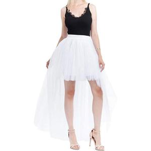 imageFlygo Womens Elastic Waist Dovetail Fluffy Tulle SkirtWhite