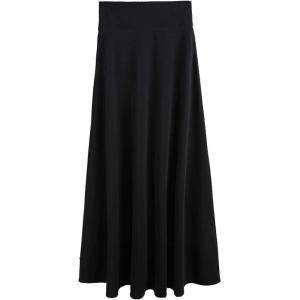 imageFlygo Womens High Waist Zipper Maxi Long SkirtBlack