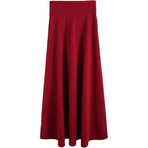imageFlygo Womens High Waist Zipper Maxi Long SkirtWine Red