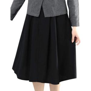 imageFlygo Womens High Waisted Back Elastic ALine Pleated Swing Midi Linen Skirt WPocketsBlack