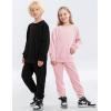 imageFlygo Boys Girls 2 Piece Tracksuit Athletic Sweatsuits Set Unisex Kids Crewneck Sweatshirt and Jogger Sweatpants with PocketsBlack