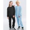 imageFlygo Boys Girls 2 Piece Tracksuit Athletic Sweatsuits Set Unisex Kids Crewneck Sweatshirt and Jogger Sweatpants with PocketsBlack