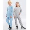 imageFlygo Boys Girls 2 Piece Tracksuit Athletic Sweatsuits Set Unisex Kids Crewneck Sweatshirt and Jogger Sweatpants with PocketsBlue