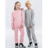 imageFlygo Boys Girls 2 Piece Tracksuit Athletic Sweatsuits Set Unisex Kids Crewneck Sweatshirt and Jogger Sweatpants with PocketsLightgrey