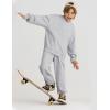 imageFlygo Boys Girls 2 Piece Tracksuit Athletic Sweatsuits Set Unisex Kids Crewneck Sweatshirt and Jogger Sweatpants with PocketsLightgrey