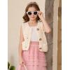 imageFlygo Girls Sweater Vest Chunky Button Down Crochet Knit Cardigan Trendy Sleeveless Sweaters Top with Pockets 514 YearsBeige
