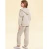 imageFlygo Kids Fleece 2 Piece Jogger Sets Sweatsuit Girls Boys Full Zip Hoodie and Sweatpants Tracksuit with Multiple PocketsBeige