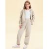 imageFlygo Kids Fleece 2 Piece Jogger Sets Sweatsuit Girls Boys Full Zip Hoodie and Sweatpants Tracksuit with Multiple PocketsBeige