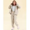 imageFlygo Kids Fleece 2 Piece Jogger Sets Sweatsuit Girls Boys Full Zip Hoodie and Sweatpants Tracksuit with Multiple PocketsBeige