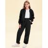 imageFlygo Kids Fleece 2 Piece Jogger Sets Sweatsuit Girls Boys Full Zip Hoodie and Sweatpants Tracksuit with Multiple PocketsBlack