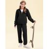 imageFlygo Kids Fleece 2 Piece Jogger Sets Sweatsuit Girls Boys Full Zip Hoodie and Sweatpants Tracksuit with Multiple PocketsBlack