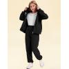 imageFlygo Kids Fleece 2 Piece Jogger Sets Sweatsuit Girls Boys Full Zip Hoodie and Sweatpants Tracksuit with Multiple PocketsBlack