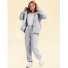 imageFlygo Kids Fleece 2 Piece Jogger Sets Sweatsuit Girls Boys Full Zip Hoodie and Sweatpants Tracksuit with Multiple PocketsLightgrey