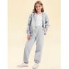 imageFlygo Kids Fleece 2 Piece Jogger Sets Sweatsuit Girls Boys Full Zip Hoodie and Sweatpants Tracksuit with Multiple PocketsLightgrey