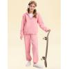 imageFlygo Kids Fleece 2 Piece Jogger Sets Sweatsuit Girls Boys Full Zip Hoodie and Sweatpants Tracksuit with Multiple PocketsPink