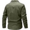 imageFlygo Mens Flannel Lined Shirt Jacket Lightweight Snap Button Western Jacket Rugged Outdoor Cowboy Shirts JacketsArmy Green