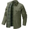 imageFlygo Mens Flannel Lined Shirt Jacket Lightweight Snap Button Western Jacket Rugged Outdoor Cowboy Shirts JacketsArmy Green