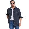 imageFlygo Mens Flannel Lined Shirt Jacket Lightweight Snap Button Western Jacket Rugged Outdoor Cowboy Shirts JacketsBlueish Grey