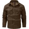 imageFlygo Mens Flannel Lined Shirt Jacket Lightweight Snap Button Western Jacket Rugged Outdoor Cowboy Shirts JacketsCoffee
