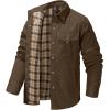 imageFlygo Mens Flannel Lined Shirt Jacket Lightweight Snap Button Western Jacket Rugged Outdoor Cowboy Shirts JacketsCoffee