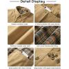 imageFlygo Mens Flannel Lined Shirt Jacket Lightweight Snap Button Western Jacket Rugged Outdoor Cowboy Shirts JacketsKhaki
