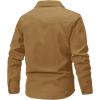 imageFlygo Mens Flannel Lined Shirt Jacket Lightweight Snap Button Western Jacket Rugged Outdoor Cowboy Shirts JacketsSudan Brown